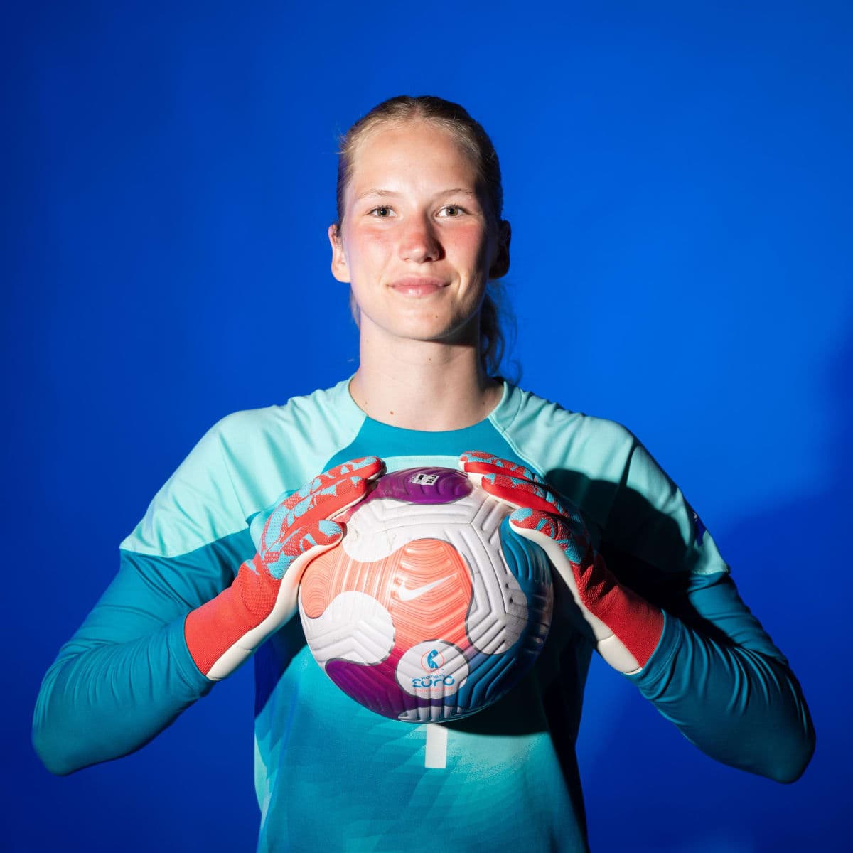 Interview with Madara Matrevica College soccer goalkeeper Madara Matrevica controlling the ball during a match