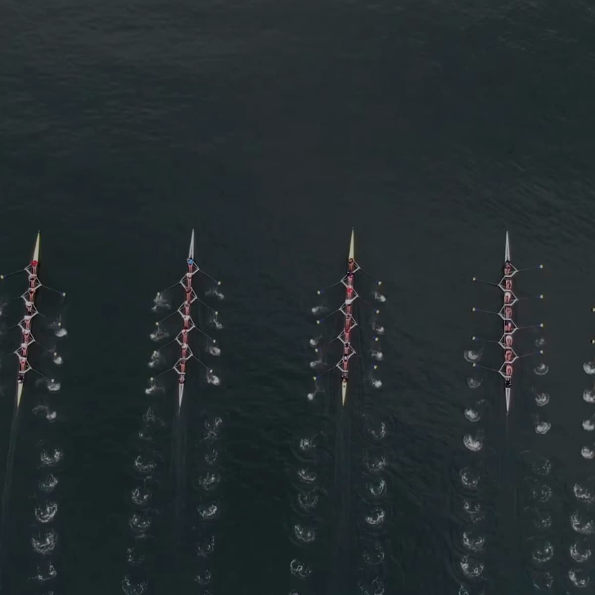 College Rowing Passion College rowing team competing on the water in a regatta