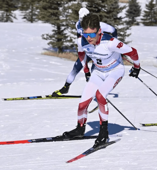 Tobias Kogler – College Skiing at the University of Denver Collegiate skier Tobias Kogler competing in a cross-country race for the University of Denver.